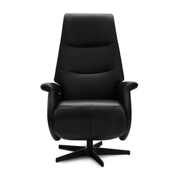 Iš odos atpalaiduojantis krėslas juodos spalvos Delta – Furnhouse