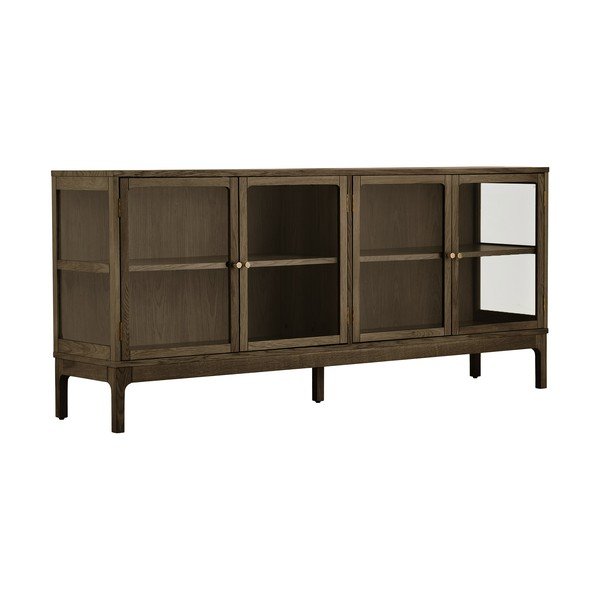 Tamsiai rudos spalvos vitrina iš ąžuolo 180x80x40 cm Zamora – House Nordic
