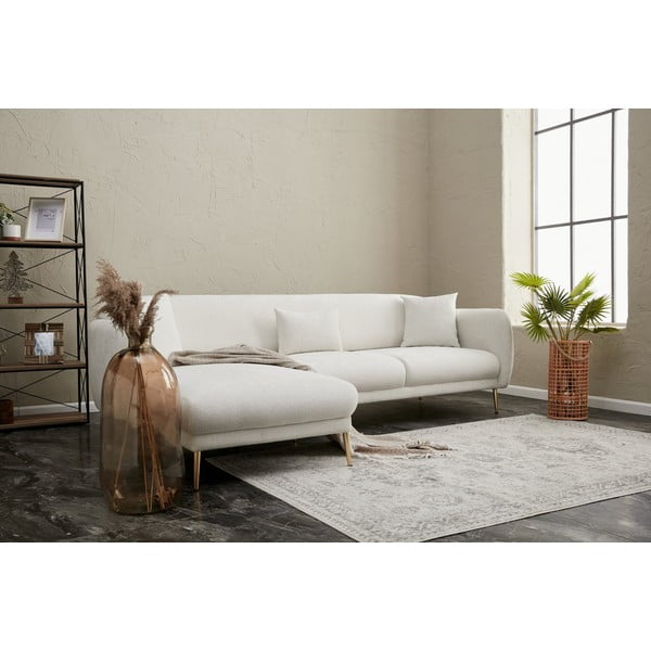 Baltos spalvos kampinė sofa (su kairiuoju kampu/su gultu) Simena – Balcab Home-image-4