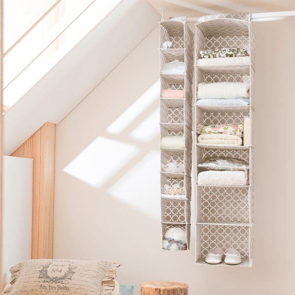 Smėlio spalvos pakabinamas organizatorius su 6 skyriais Compactor, plotis 30 cm-image-1