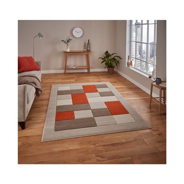 Smėlio ir oranžinės spalvos kilimas Think Rugs Matrix, 60 x 120 cm-image-3