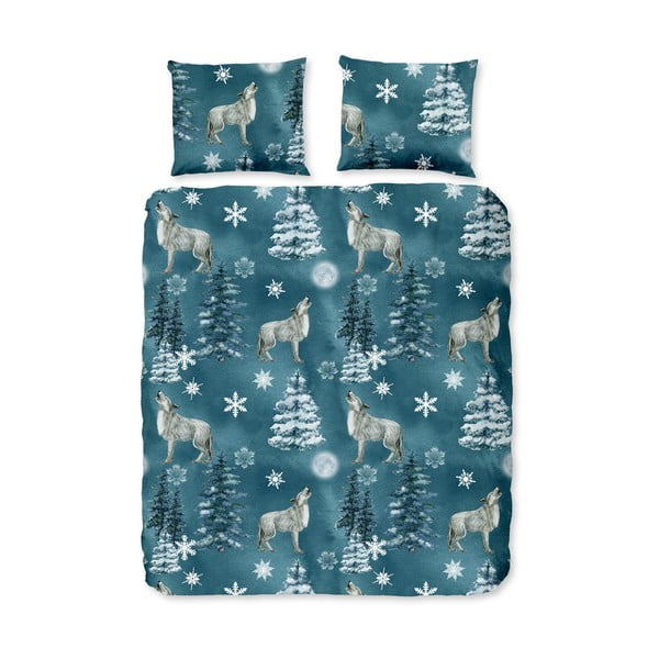 Iš flanelės dvigulė/itin ilga patalynė smaragdinės spalvos 200x220 cm Midnight – Good Morning