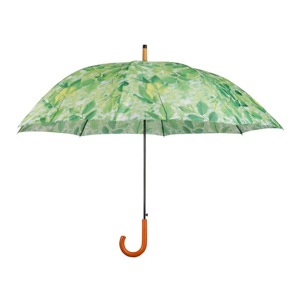 Žalias skėtis su medine rankena Esschert Design Leafs