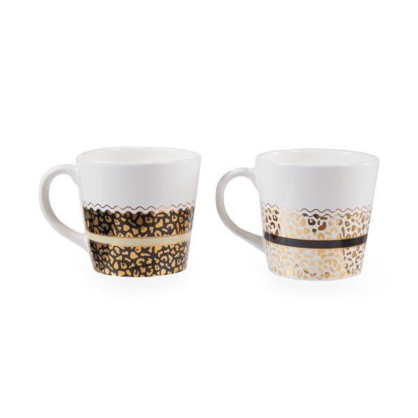 Puodeliai baltos spalvos/auksinės spalvos iš akmens masės 2 vnt. 300 ml London – Premier Housewares-image-2
