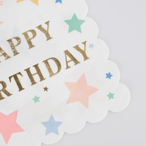 Iš popieriaus servetėlės 16 vnt. Happy Birthday – Meri Meri-image-1