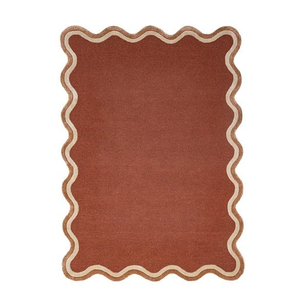 Rankų darbo terakotos spalvos iš vilnos mišinio kilimas 120x170 cm Rivo Wool – Flair Rugs