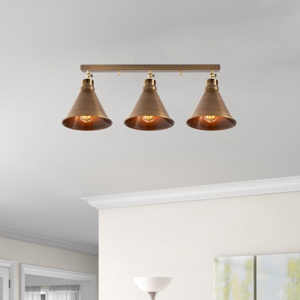 Bronzinės spalvos lubinis šviestuvas ø 20 cm su metaliniu gaubtu Tramino – Opviq lights-image-1