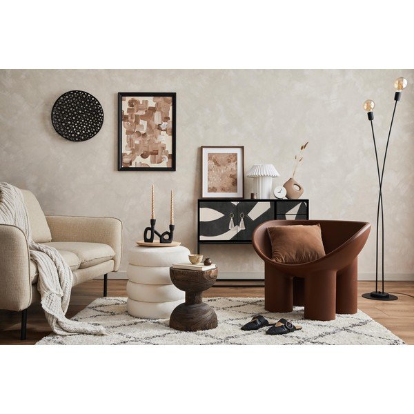 Žema šoninė spintelė juodos spalvos/smėlio spalvos 113x92 cm Freya – Really Nice Things-image-4