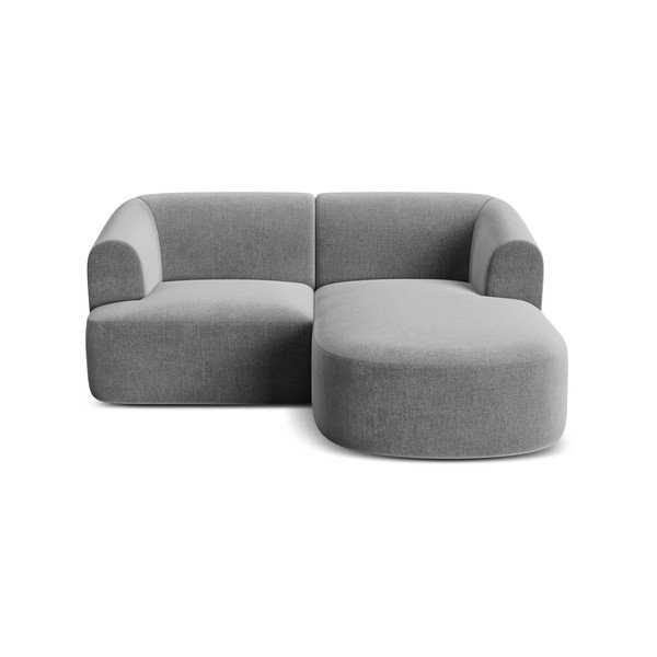 Šviesiai pilkos spalvos kampinė sofa iš velveto (su dešiniuoju kampu/su gultu) Campi – Cosmopolitan Design-image-3