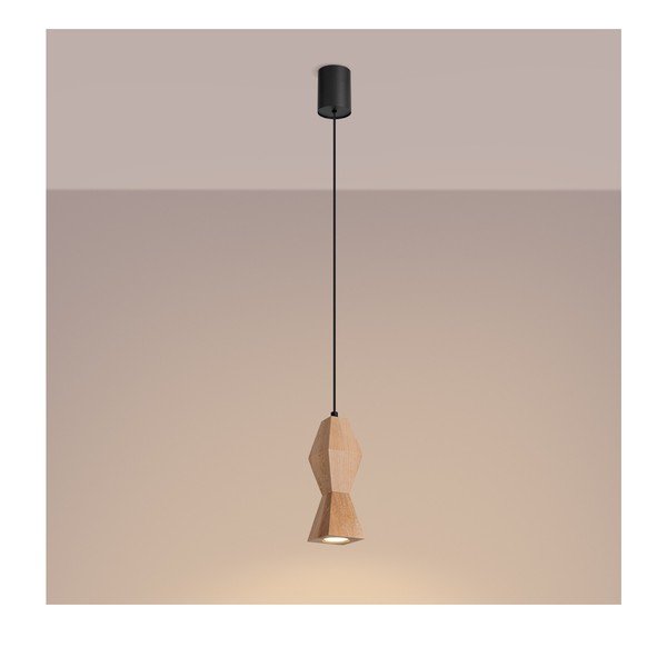 Natūralios spalvos iš buko masyvo kabantis šviestuvas ø 8 cm Cubo – Sollux-image-4