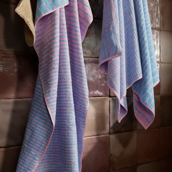 Mėlynos spalvos/rožinės spalvos iš frote audinio iš bambuko mišinio vonios rankšluostis 70x140 cm Nuance – JUNA-image-3