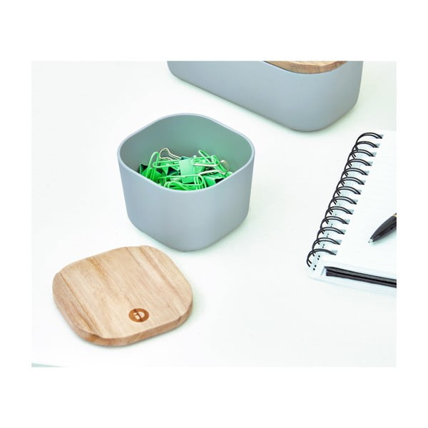 Pilka dėžutė su dangteliu pagaminta iš paulovnijos medienos iDesign Eco, 9 x 9 cm-image-4
