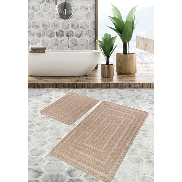 Vonios kilimėliai rudos spalvos 2 vnt. 60x100 cm – Mila Home-image-4