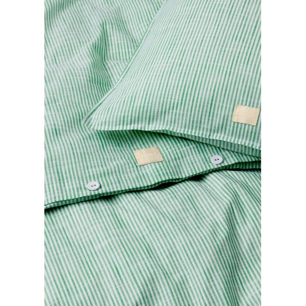 Dvigulė/itin ilga patalynė baltos spalvos/žalios spalvos iš organiškos medvilnės 200x220 cm Monochrome Lines – JUNA-image-2