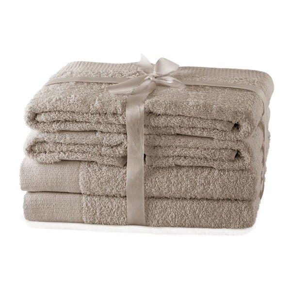 Vonios rankšluosčių rinkiniai iš medvilnės audinio smėlio spalvos 6 vnt. Amari – AmeliaHome