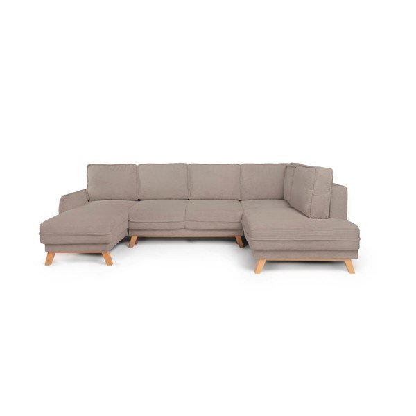 Taupe spalvos sulankstoma/su sandėliavimo vieta kampinė sofa iš kordinio velveto (su dešiniuoju kampu/„U“ formos) Tori – Bonami Selection
