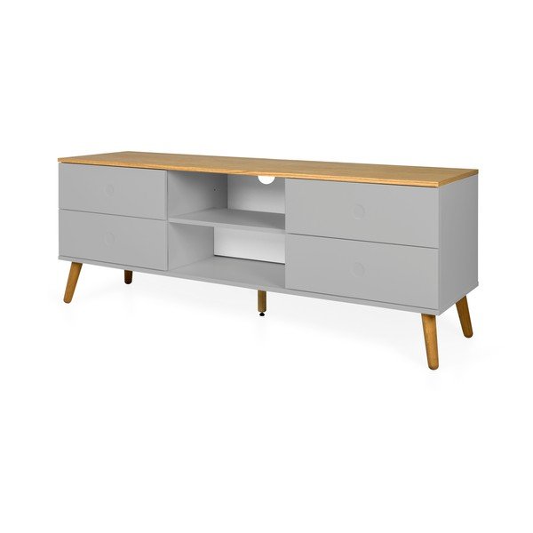 Pilkas TV staliukas su ąžuolinėmis kojomis Tenzo Dot, plotis 162 cm-image-3