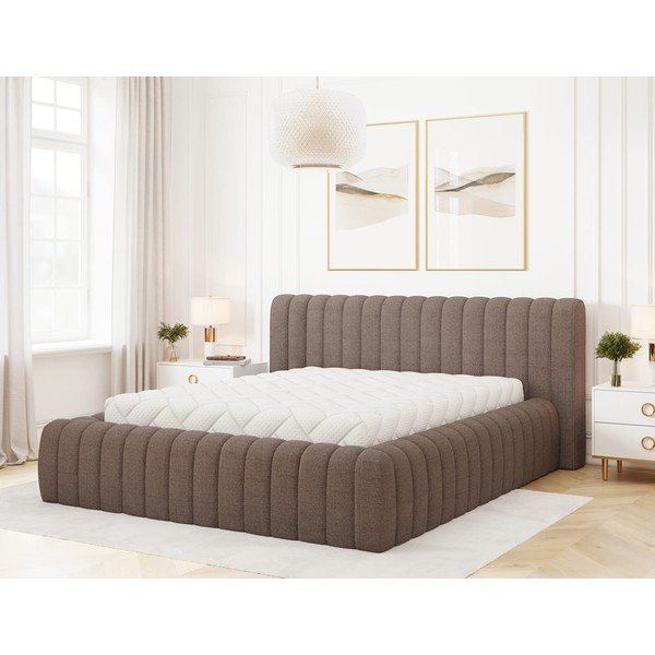 Rudos spalvos dvigulė lova dengta audiniu su sandėliavimo vieta su lovos grotelėmis 140x200 cm Carilla – ELTAP-image-3