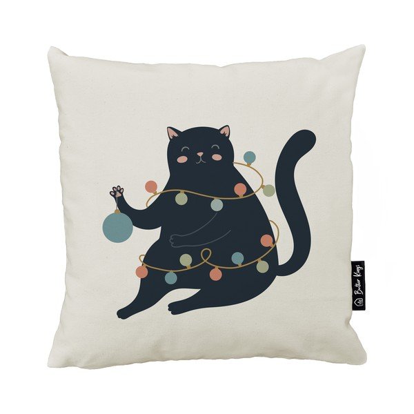 Dekoratyvinis pagalvės užvalkalas su Kalėdų motyvu 45x45 cm Festive Cat – Butter Kings