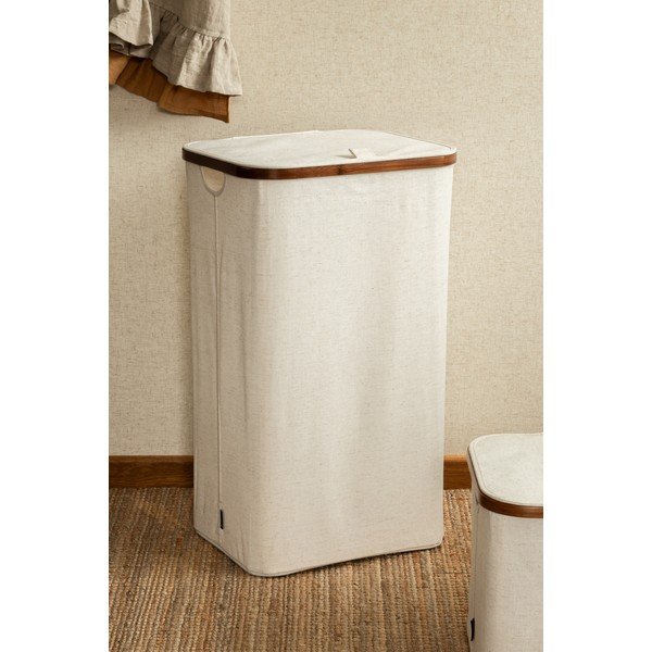 Kreminės spalvos iš tekstilės skalbinių krepšys Bamboo/Linen – Bigso-image-1