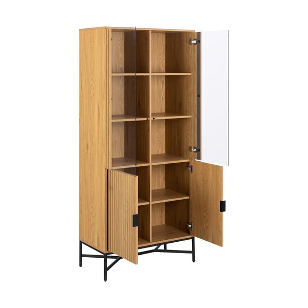 Vitrina natūralios spalvos iš ąžuolo 80x180x40 cm Jaipur – Actona-image-3