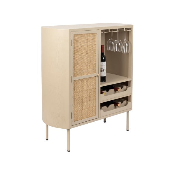 Iš rotango vyno spintelė kreminės spalvos butelių skaičius 8, 90x100 cm Amaya – White Label-image-2