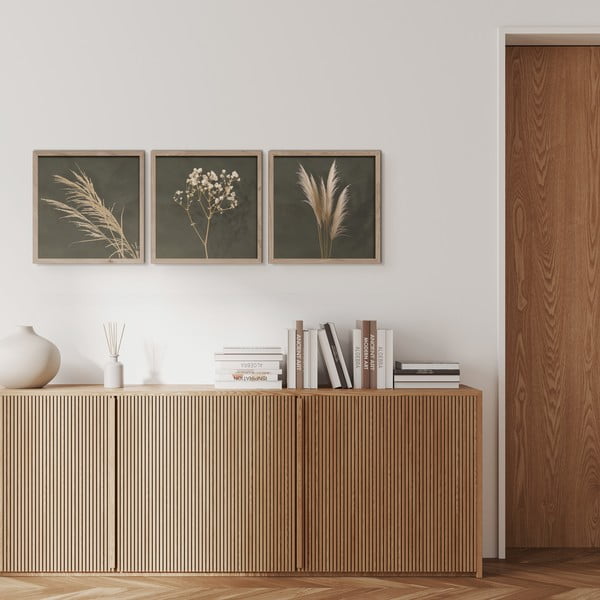 Paveikslai 3 vnt. 30x30 cm Pampas – Styler-image-2