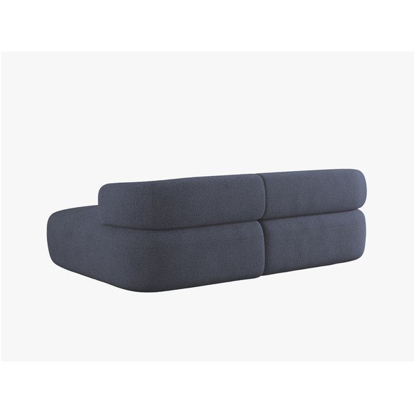 Tamsiai mėlynos spalvos kampinė sofa iš boucle (su dešiniuoju kampu/su gultu) Jenny – Micadoni -image-2