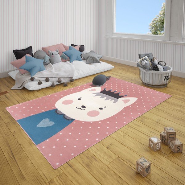 Vaikiškas rožinis kilimas Hanse Home Adventures Kitty Bonny, 160 x 220 cm-image-1