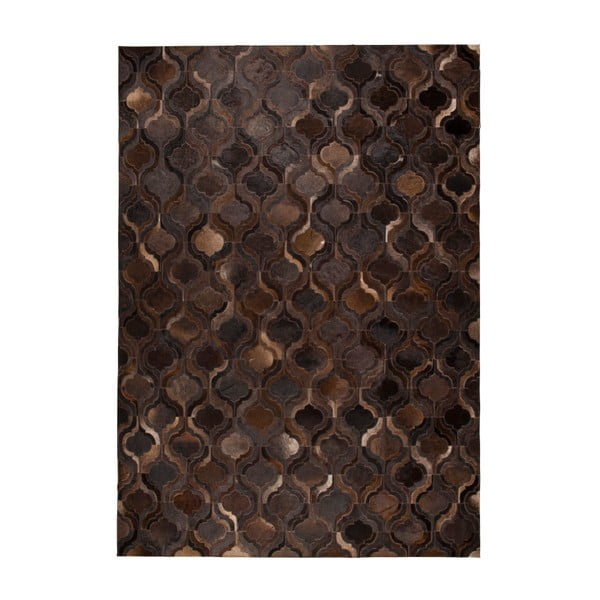 Tamsiai rudas rankų darbo olandiškas Bawang kilimas, 170 x 240 cm