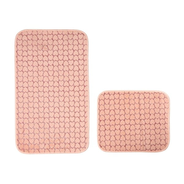 Vonios kilimėliai rožinės spalvos 2 vnt. 60x100 cm Heart – Mila Home