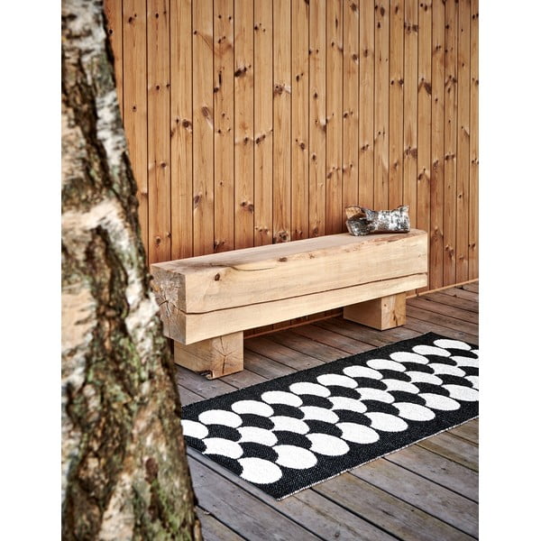 Juodos spalvos/kreminės spalvos lauko kilimas 70x250 cm Poppy Black Vanilla – Pappelina-image-3