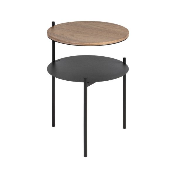 Juodos spalvos/tamsios natūralios spalvos naktinis staliukas su riešutmedžio dekoro stalviršiu Tu – noo.ma