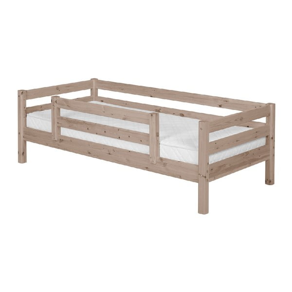 Ruda pušies medienos vaikiška lova su apsauginiu turėklu Flexa Classic, 90 x 200 cm