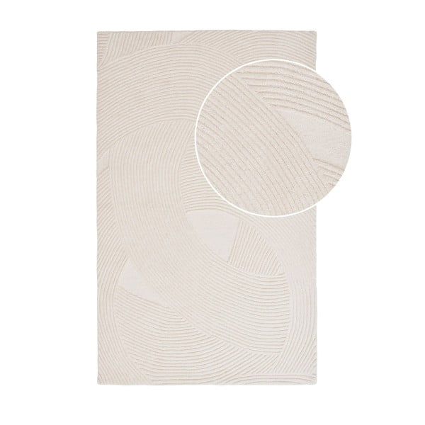 Rankų darbo iš vilnos kilimas kreminės spalvos 160x230 cm Pune – House Nordic