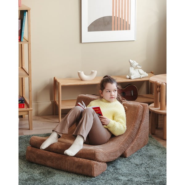 Rudos spalvos iš kordinio velveto vaikiškas krėslas Moon – Wigiwama-image-1