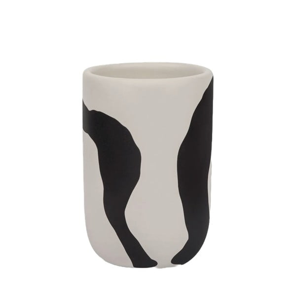 Juodai baltas keraminis puodelis dantų šepetėliams Icon - Mette Ditmer Denmark