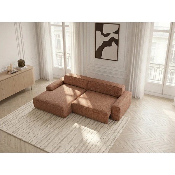 Oranžinės spalvos sulankstoma/ar elektrisko sēdekļa regulēšanu kampinė sofa (su kairiuoju kampu) Abel – Bobochic Paris-image-3