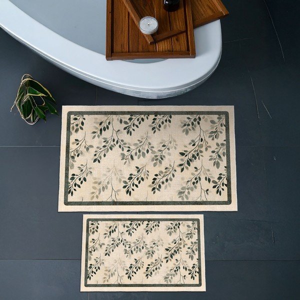 Smėlio spalvos vonios kilimėliai 2 vnt. 60x100 cm – Foutastic-image-2