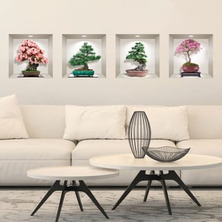 4 3D sieninių lipdukų rinkinys Ambiance Bonsai of Seasons