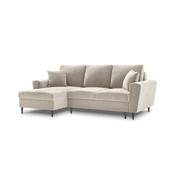 Smėlio spalvos iš velveto sulankstoma/su sandėliavimo vieta kampinė sofa (su kairiuoju kampu/su gultu) Kyoto – Cosmopolitan Design-image-4