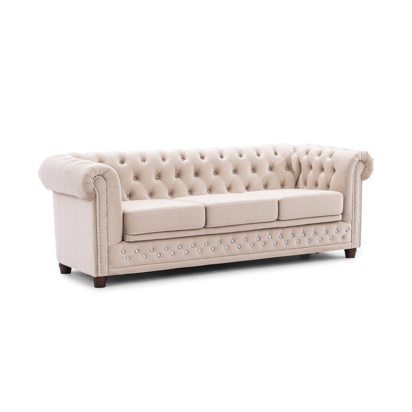 Smėlio spalvos sulankstoma sofa iš velveto 203 cm York Blik – Ropez