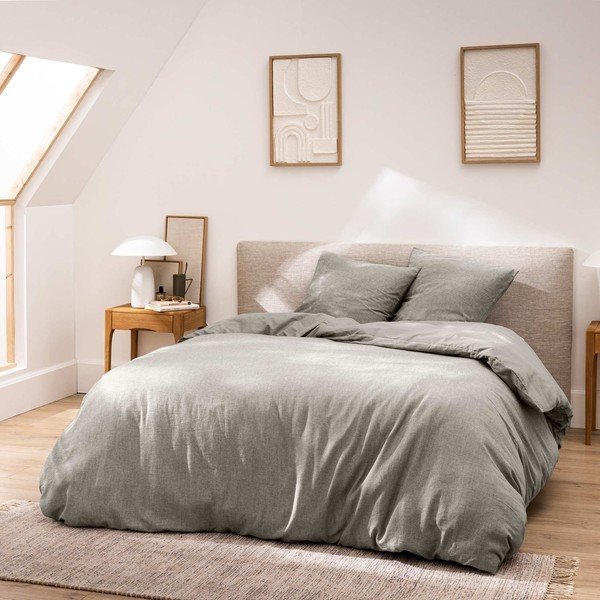 Pilkos spalvos iš medvilnės dvigulė/itin ilga patalynė 3 dalių 240x220 cm Meline – douceur d'intérieur