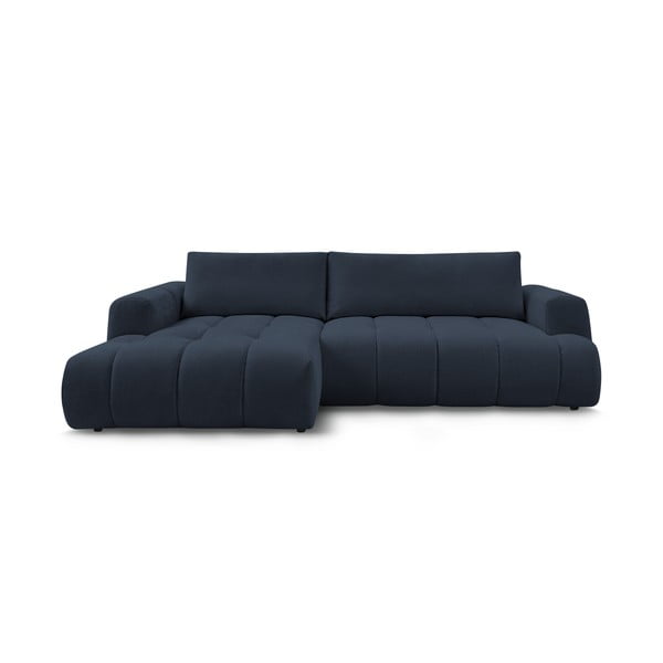 Tamsiai mėlynos spalvos sulankstoma/su sandėliavimo vieta kampinė sofa (su kairiuoju kampu/su gultu) Fuji – Bobochic Paris