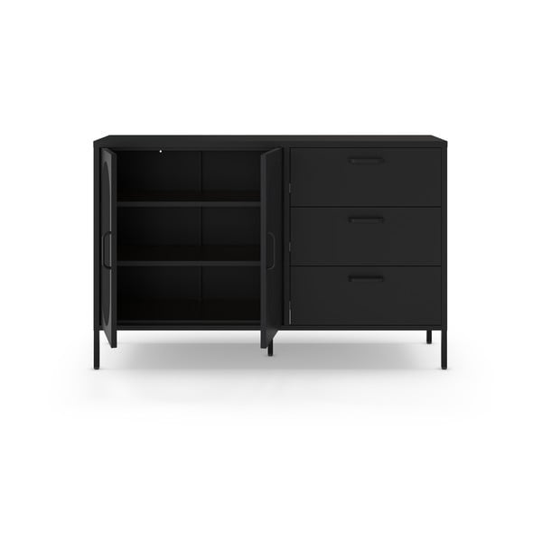 Šoninė spintelė juodos spalvos 140x90 cm Diora – Marckeric-image-3