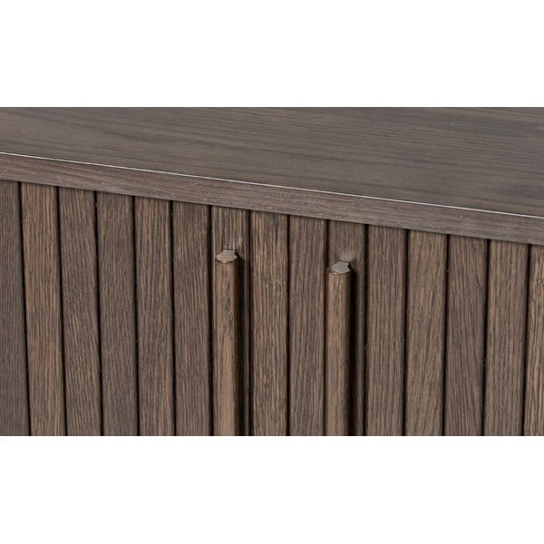 Rudos spalvos šoninė spintelė iš ąžuolo su stumdomomis durimis 140x76x45 cm Meta – Unique Furniture-image-3