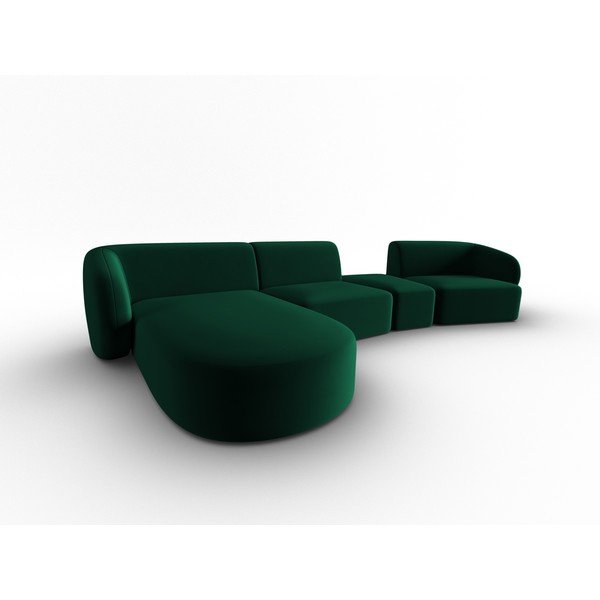 Žalios spalvos iš velveto kampinė sofa (su kairiuoju kampu/su gultu) Paolo – Milo Casa-image-2