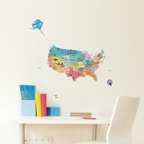 Didelis lipnus sieninis žemėlapis "USA Ambiance", 50 x 70 cm