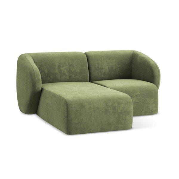 Žalios spalvos kampinė sofa iš šenilinio audinio (su kairiuoju kampu/su gultu) Lani – Makamii-image-4