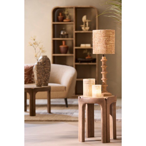 Apvalios formos šoninis stalas su akmens stalviršiu ø 45 cm Ali – Light & Living-image-1